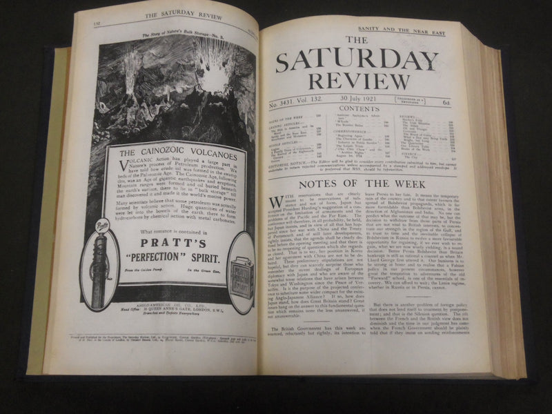 1921 SATURDAY REVIEW 2 BOUND VOLUMES - COMPLETE YR- PUBLISHED IN LONDON - R 1136