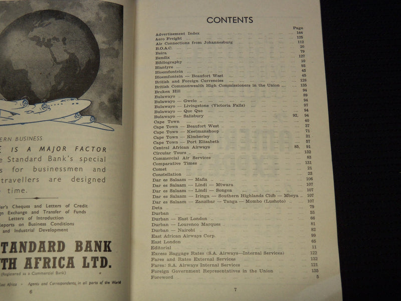 1952 THE AIR TRAVEL HANDBOOK FOR SOUTHERN AFRICA BOOK - SOFTCOVER - J 7995