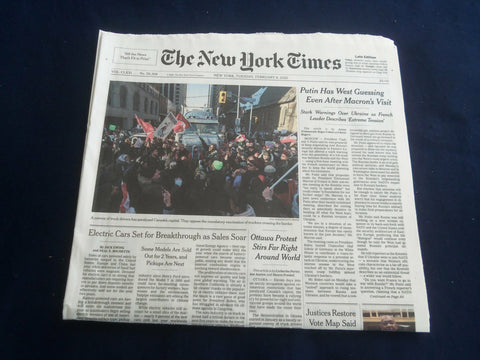 2022 FEBRUARY 8 NEW YORK TIMES - PUTIN HAS WEST GUESSING, AFTER MACRON'S VISIT