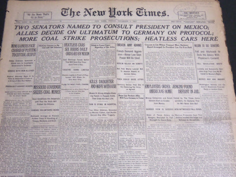 1919 DECEMBER 5 NEW YORK TIMES - ALLIES DECIDE ON ULTIMATUM TO GERMANY - NT 7018