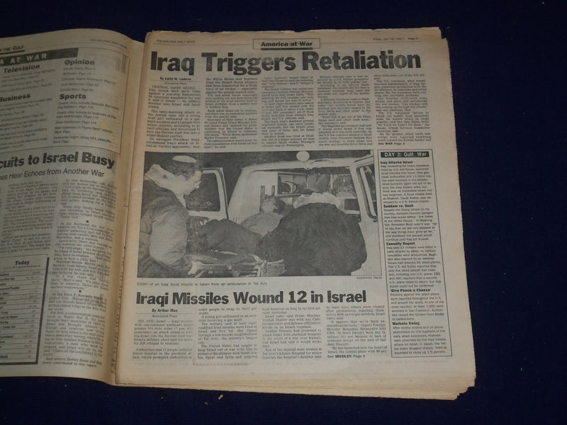 1991 JAN 18 PHILADELPHIA DAILY NEWS - U.S. RETALIATES FOR ISRAEL STRIKE- NP 2981