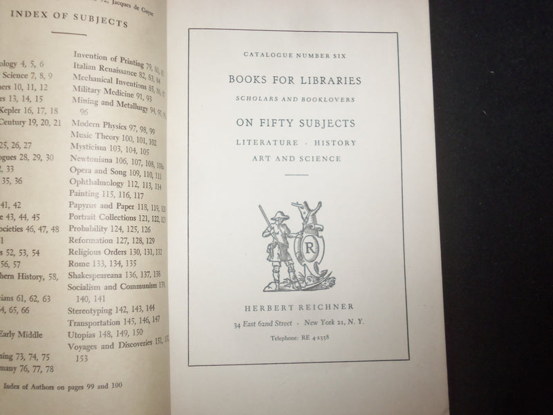 1940 BOOKS FOR LIBRARIES SOFTCOVER BOOK BY HERBERT REICHNER - CAT. NO. 6- J 9938
