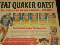 1945 OCTOBER 6 QUAKER OATS FOOTBALL COLOR COMICS FULL PAGE AD - UP 17G