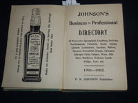 1901-1902 JOHNSON'S BUSINESS & PROFESSIONAL DIRECTORY - WORCESTER - KD 5523C
