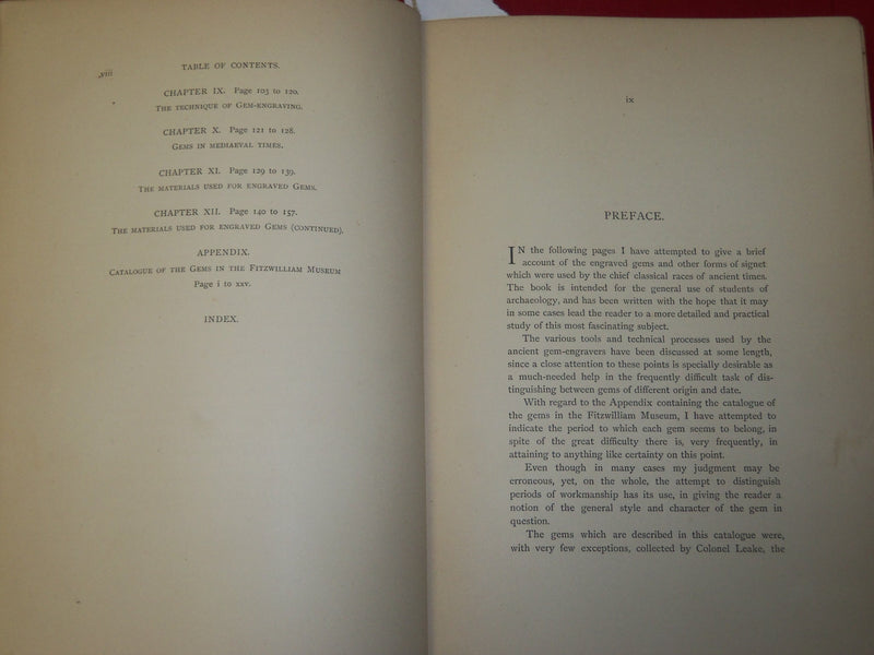 1891 THE ENGRAVED GEMS OF CLASSICAL TIMES BOOK BY J. H. MIDDLETON - KD 5416