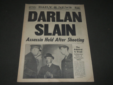 1942 DECEMBER 25 NEW YORK DAILY NEWS - JEAN DARLAN SLAIN - NP 2911