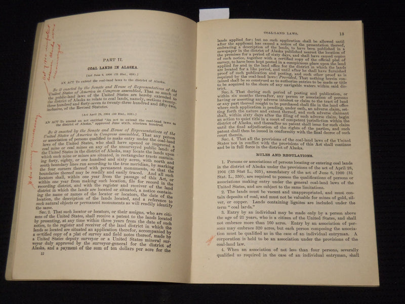 1908 COAL-LAND LAAWS REGULATIONS THEREUNDER BULLETIN - K 6