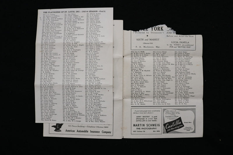 1943-1944 AMERICAN THEATRE PROGRAM - LOT OF 3 - ST. LOUIS - K 2815