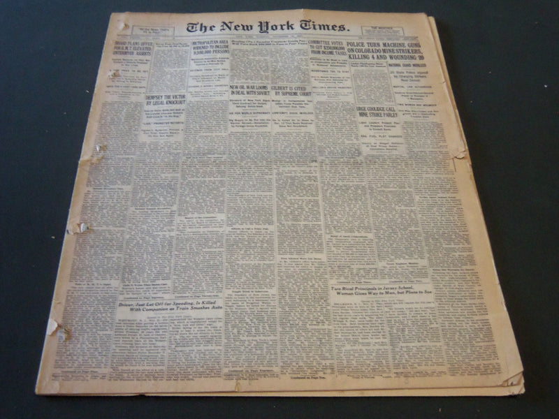 1927 NOVEMBER 22 NEW YORK TIMES - DEMPSEY THE VICTOR BY LEGAL KNOCKOUT - NT 6293