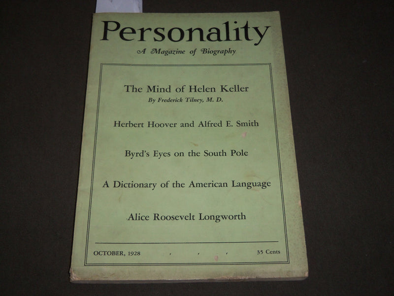 1928 OCTOBER PERSONALITY MAGAZINE OF BIOGRAPHY - MIND OF HELEN KELLER - ST 5589