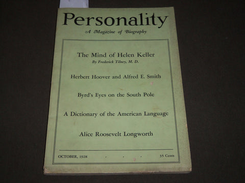 1928 OCTOBER PERSONALITY MAGAZINE OF BIOGRAPHY - MIND OF HELEN KELLER - ST 5589