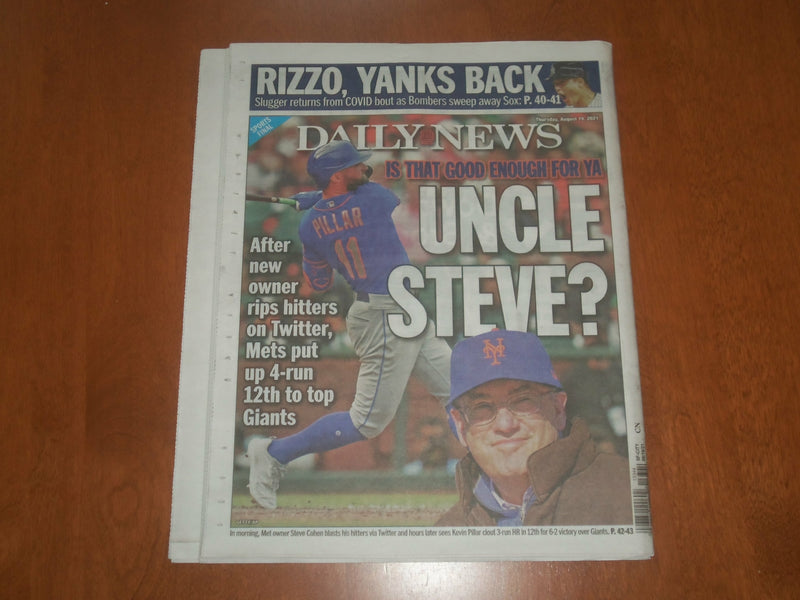 2021 AUGUST 19 NEW YORK DAILY NEWS NEWSPAPER - FEDS CALL FOR 3RD VACCINE SHOT