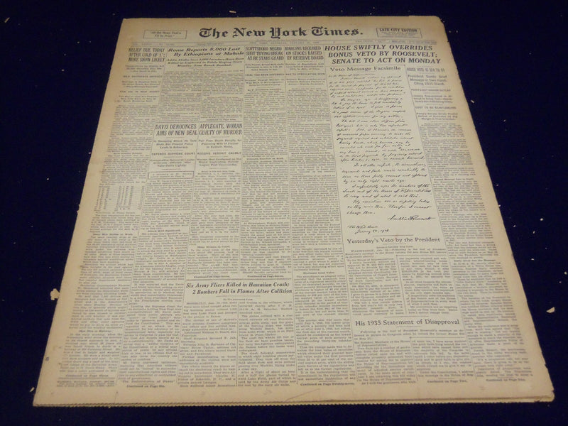1936 JANUARY 25 NEW YORK TIMES - SCOTTSBORO NEGRO SHOT TRYING BREAK - NT 2091
