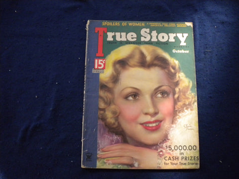 1934 OCTOBER TRUE STORY MAGAZINE - CLAIRE TREVOR PAINTED COVER - SP 3625E