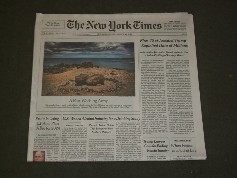 2018 MARCH 18 NEW YORK TIMES-FIRM THAT ASSISTED TRUMP EXPLOITED DATA OF MILLIONS