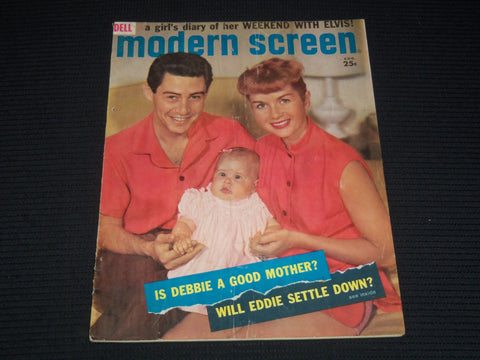 1957 AUGUST MODERN SCREEN MAGAZINE - DEBBIE REYNOLDS & EDDIE COVER - E 16303
