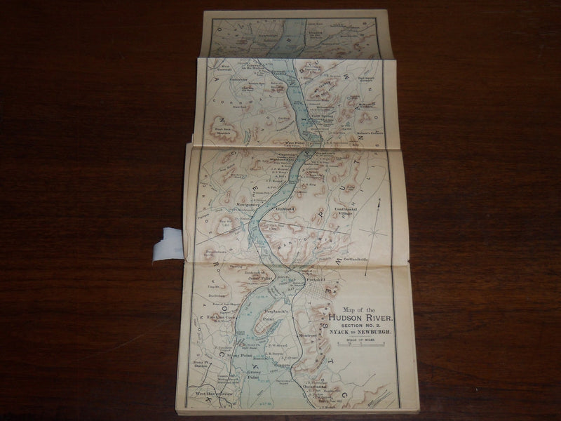 1896 RAND MCNALLY CO. HUDSON RIVER HANDY GUIDE - FOLD-OUT COLOR MAPS - K 1280