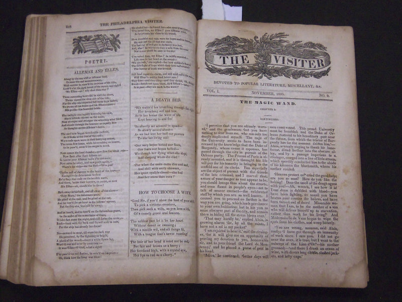 1835 JUNE-DECEMBER THE PHILADELPHIA VISITER VOLUME 1 - NICE ILLUS. - KD 3400H