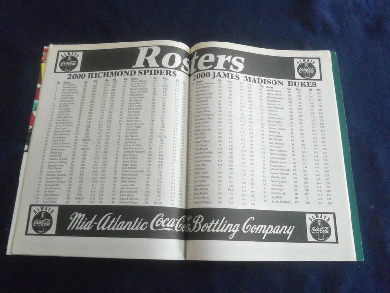 2000 NOV 11 FOOTBALL PROGRAM - UNIV OF RICHMOND VS JAMES MADISON UNIV - SP 1217I
