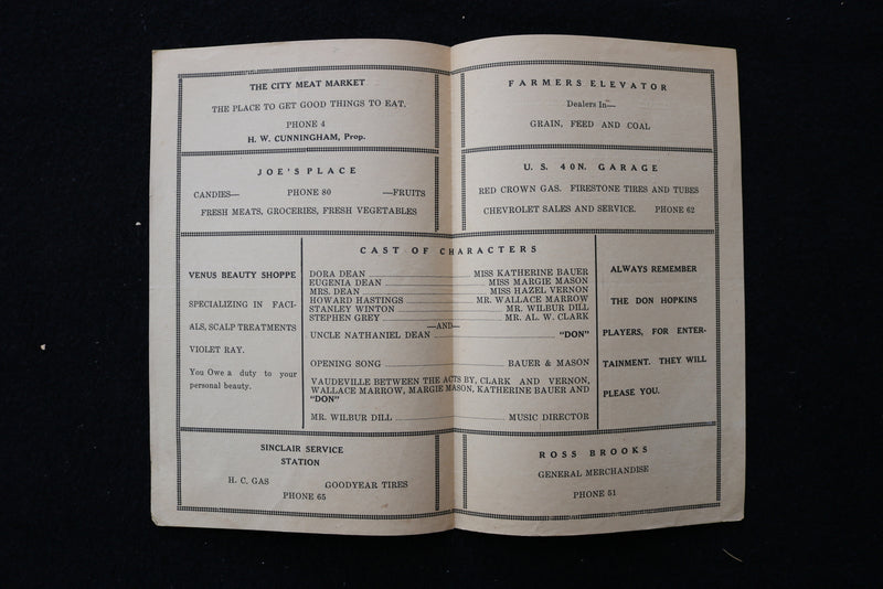 1920'S DORA DEAN - DON HOPKINS PLAYERS - PROGRAM - K 1894