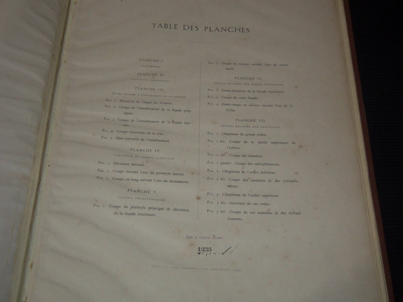 1868 ETUDE DES DIMENSIONS DEGRAND TEMPLE DE PAESTUM - PLANCHES - Z 284