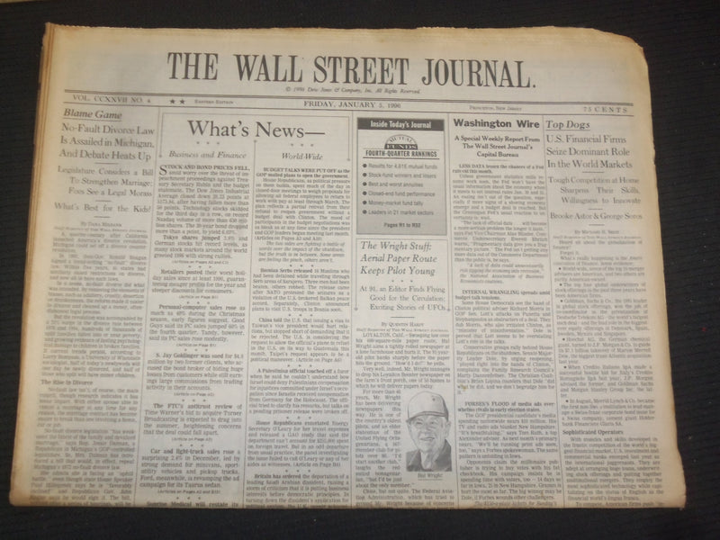 1996 JAN 5 THE WALL STREET JOURNAL - NO-FAULT DIVORCE LAW IN MICHIGAN - WJ 294
