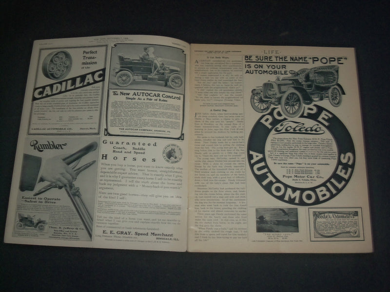 1905 SEPTEMBER 7 LIFE MAGAZINE - NICE ILLUSTRATIONS, ADS & STORIES - B 6209