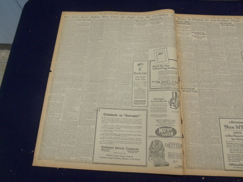 1920 JUNE 29 NEW YORK TIMES - DEMOCRATS WILDLY ACCLAIM WILSON - NT 9117
