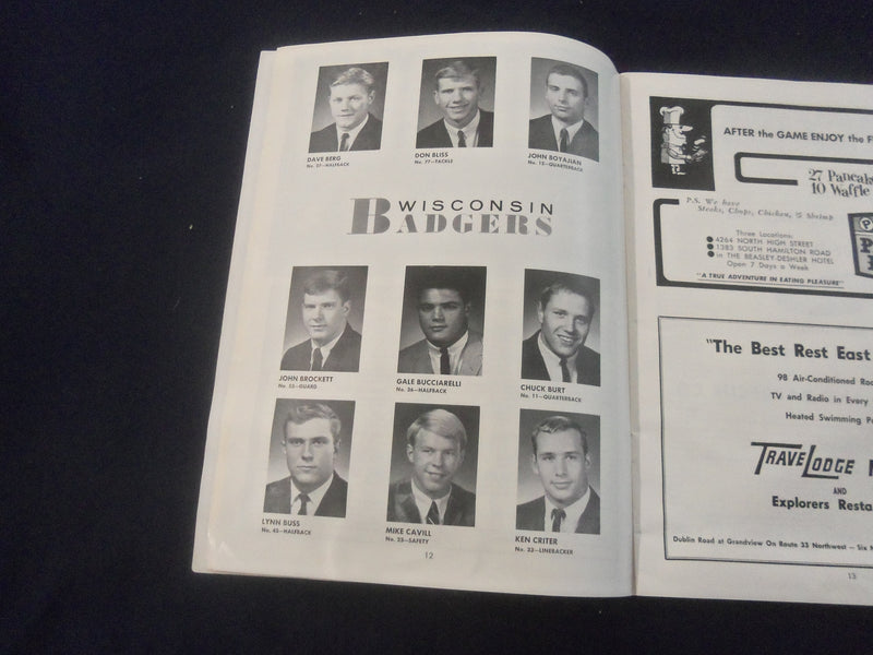 1966 OCT 22 FOOTBALL PROGRAM - OHIO STATE UNIV VS UNIV OF WISCONSIN - SP 9336Y