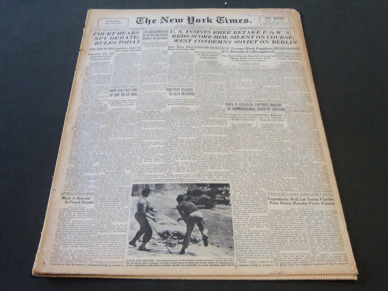 1953 JUNE 19 NEW YORK TIMES - COURT HEARS SPY DEBATE RULES TODAY - NT 6310