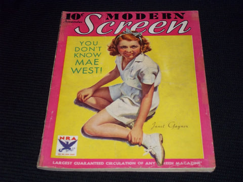 1933 NOVEMBER MODERN SCREEN MAGAZINE - JANET GAYNOR COVER - E 16855