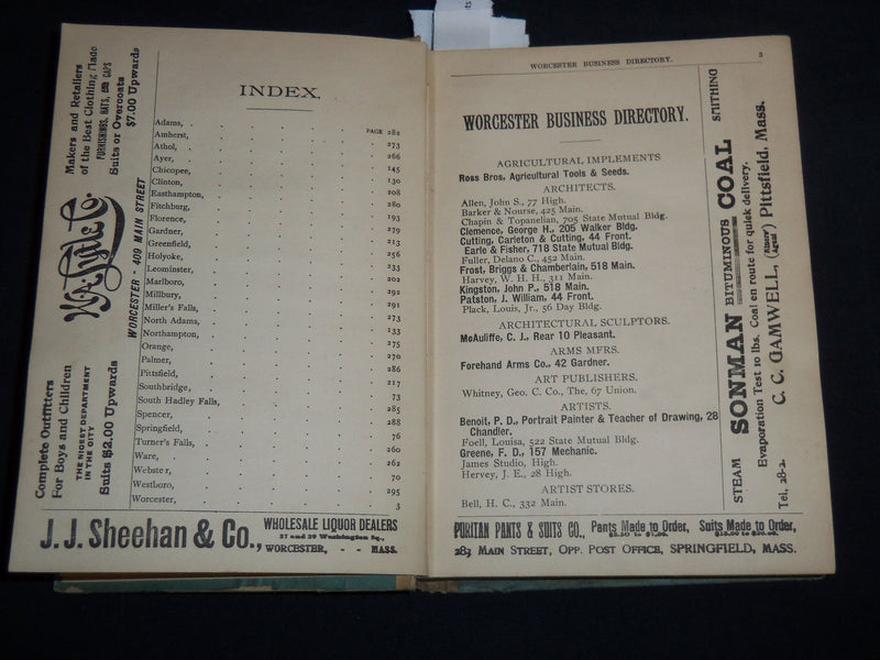 1901-1902 JOHNSON'S BUSINESS & PROFESSIONAL DIRECTORY - WORCESTER - KD 5523C
