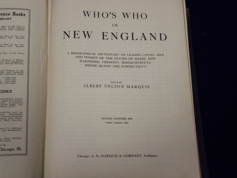 1916 WHO'S WHO IN ENGLAND BOOK EDITED BY ALBERT NELSON - KD 3479J