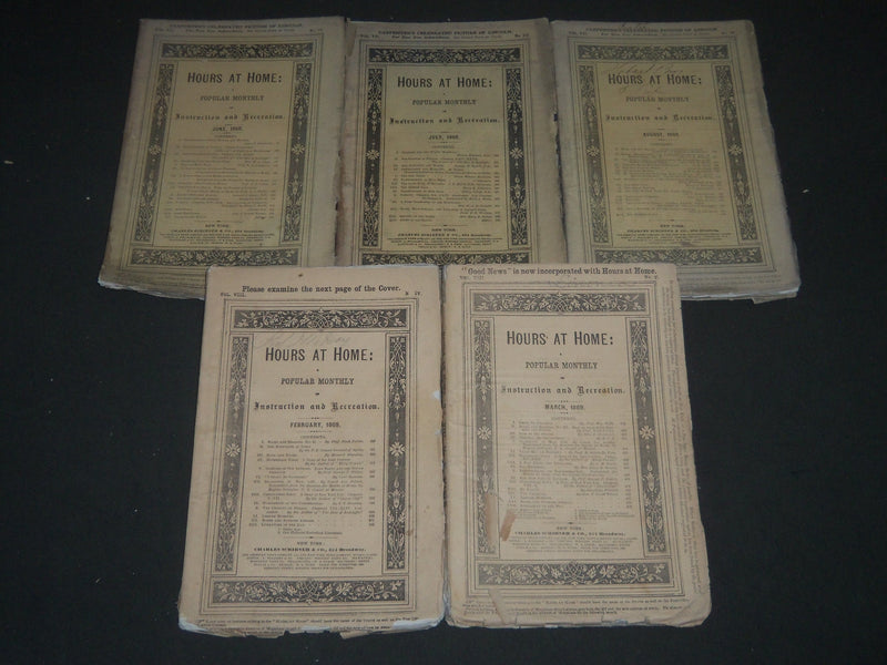 1868-1869 HOURS AT HOME MAGAZINE LOT OF 5 ISSUES - WR 1280