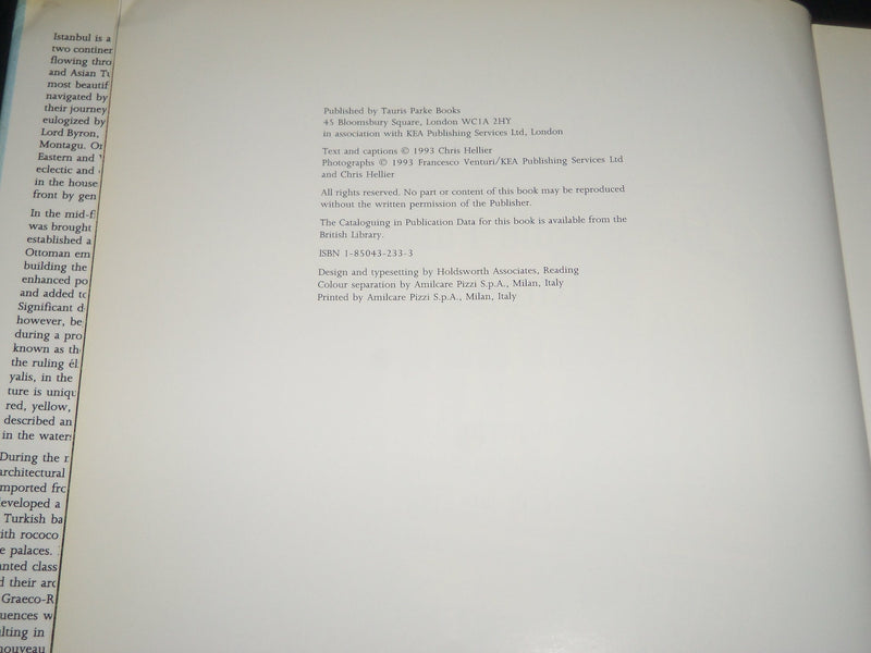 1993 SPLENDOURS OF THE BOSPHOROUS HARDCOVER BOOK BY CHRIS HELLER - D 428