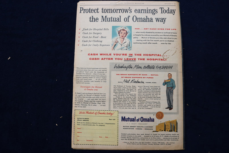 1957 SEP 15 SUNDAY NEWS COLOROTO MAGAZINE - BARBARA NICHOLS - BASEBALL - E 22795