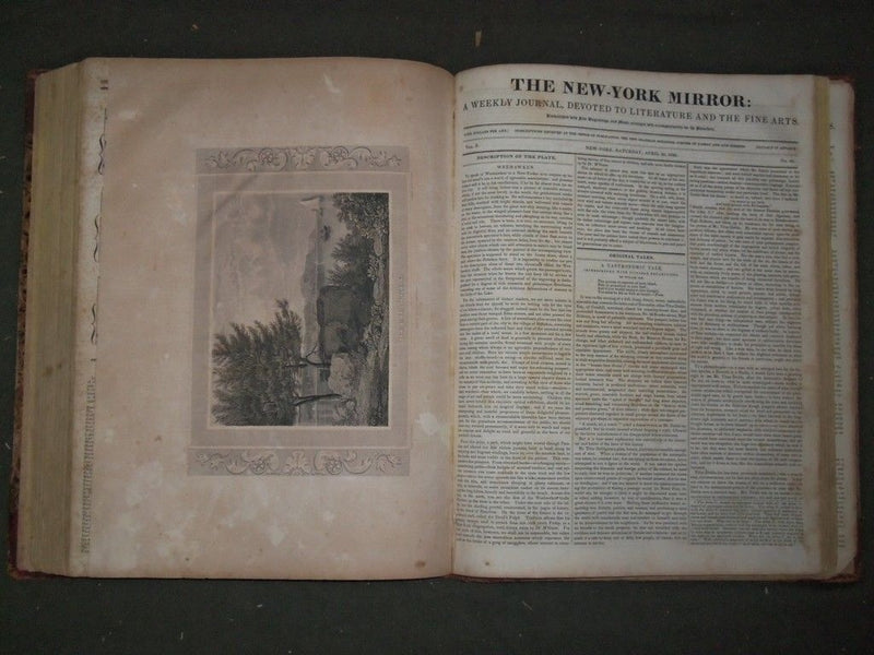 1832-1833 NEW YORK MIRROR MAGAZINE BOUND VOLUME NO. 10 - WALTER SCOTT - KD 725R