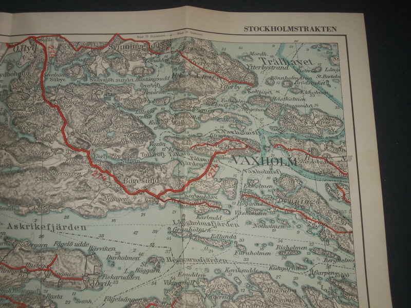 1939 KARTA OVER STOCKHOLMS-TRACKTEN FOLD-OUT MAP - SWEDEN - J 3966