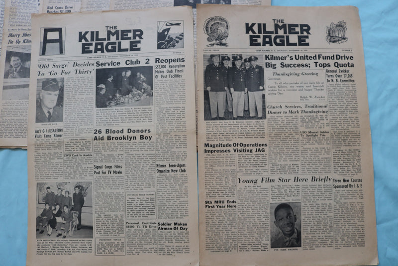 1953-1954 THE KILMER EAGLE NEWSPAPER - CAMP KILMER, NJ - LOT OF 16 - NP 9059