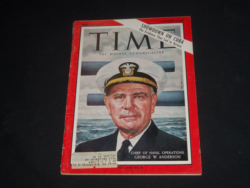 1962 NOVEMBER 2 TIME MAGAZINE - ADMIRAL GEORGE W. ANDERSON - T 1872