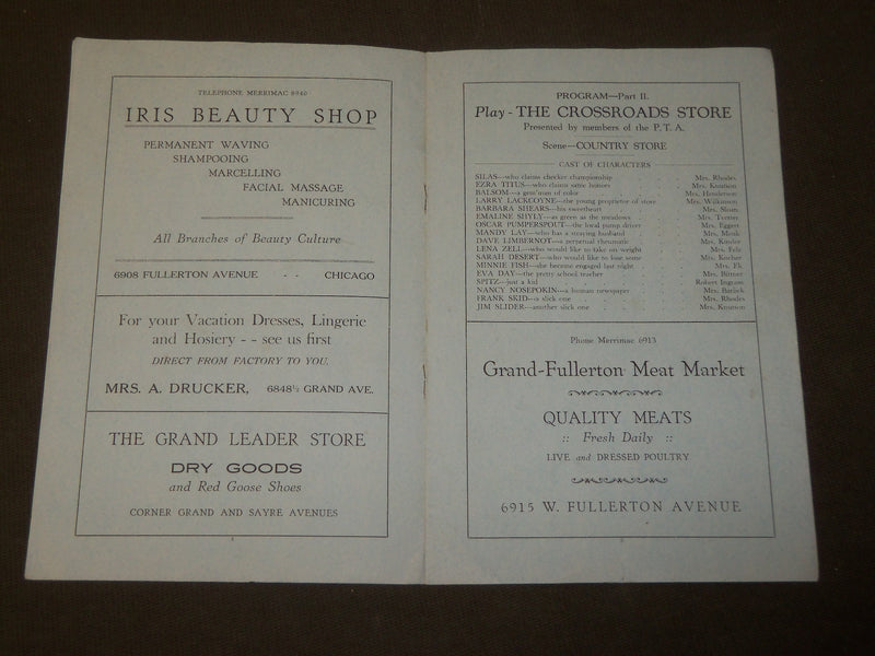 1930 THE CROSS-ROADS STORE - HARRIETT E. SAYRE SCHOOL PROGRAM - J 3574