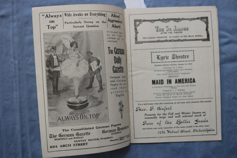 1916 LYRIC & ADELPHI THEATRES PROGRAM - LOT OF 2 - K 2735