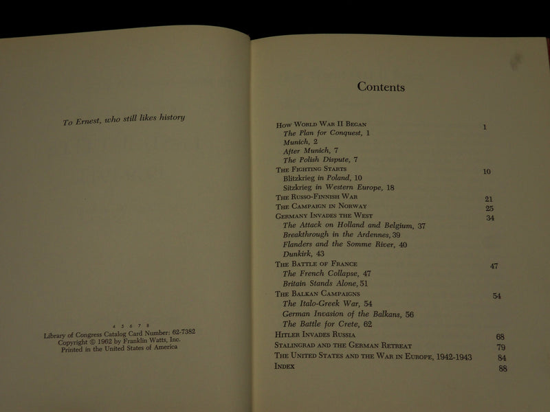 1962 EUROPEAN LAND BATTLES HARDCOVER BOOK INSCRIBED BY TREVOR DUPUY - D 527