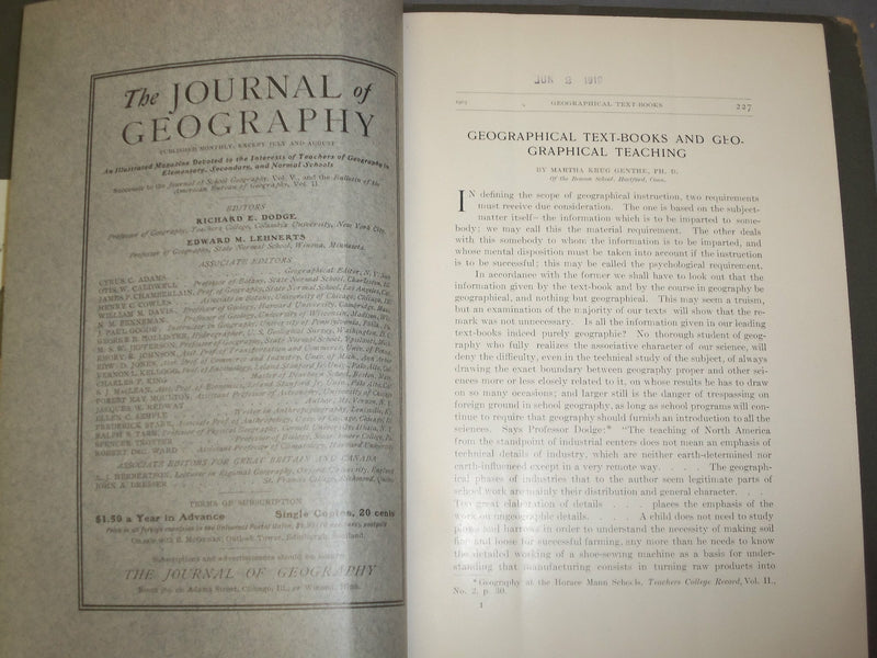 1903 GEOGRAPHICAL TEXT-BOOKS AND GEOGRAPHICAL TEACHING - J 4932