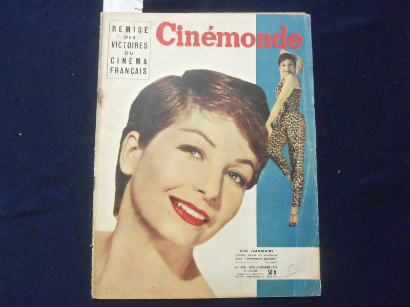 1957 DEC 12 CINEMONDE MAGAZINE- ZIZI JEANMAIRE COVER - FRENCH EDITION - SP 4868M