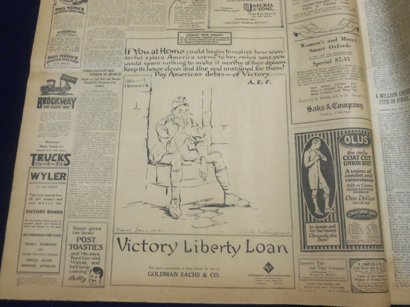 1919 MAY 7 NEW YORK TIMES - MILLION CHEER 77TH ON 5TH AVENUE - NT 9240