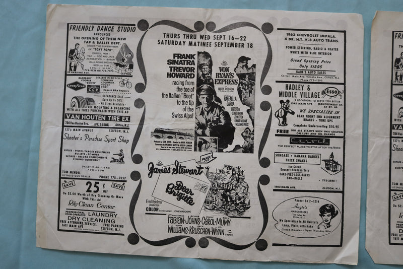 1965 NEW CLIFTON THEATRE PROGRAM - THE BEATLES HELP-LOT OF 2 -CLIFTON,NJ- K 2534