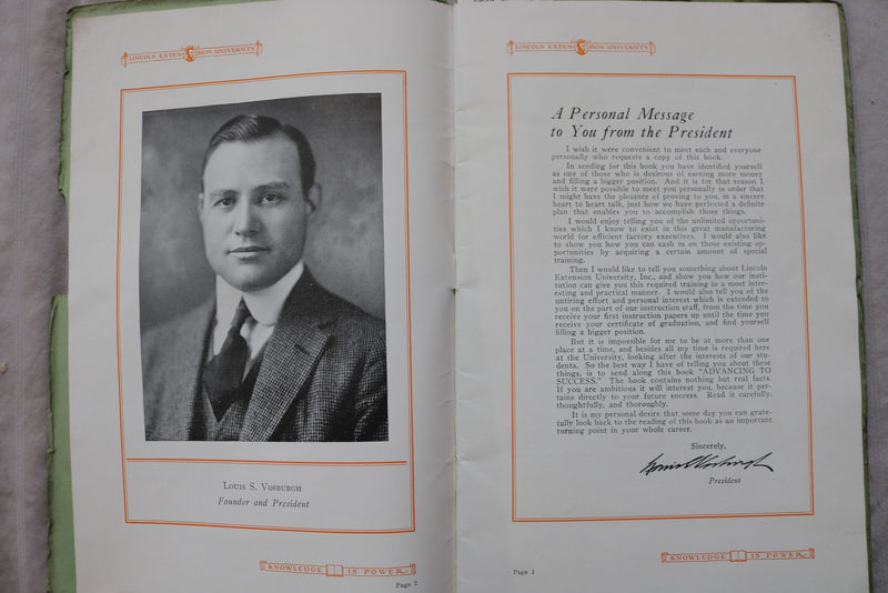 1931 LINCOLN EXTENSION UNIVERSITY - SUCCESS IN FACTORY MANAGEMENT - K 3468