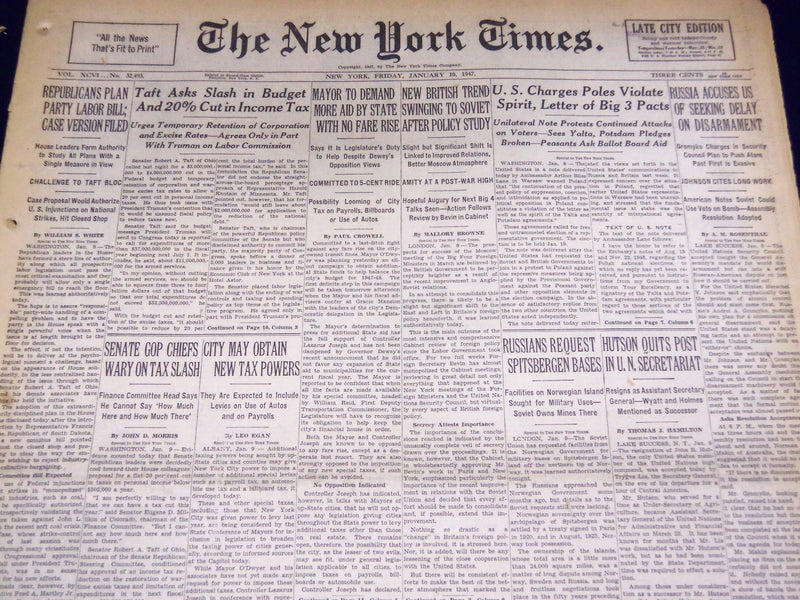 1947 JANUARY 10 NEW YORK TIMES - POLES VIOLATE BIG 3 PACTS - NT 3427
