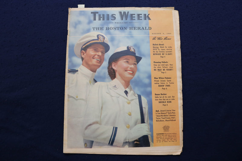 1943 AUGUST 8 THIS WEEK MAGAZINE - MAUREEN O'HARA AD - E 22923
